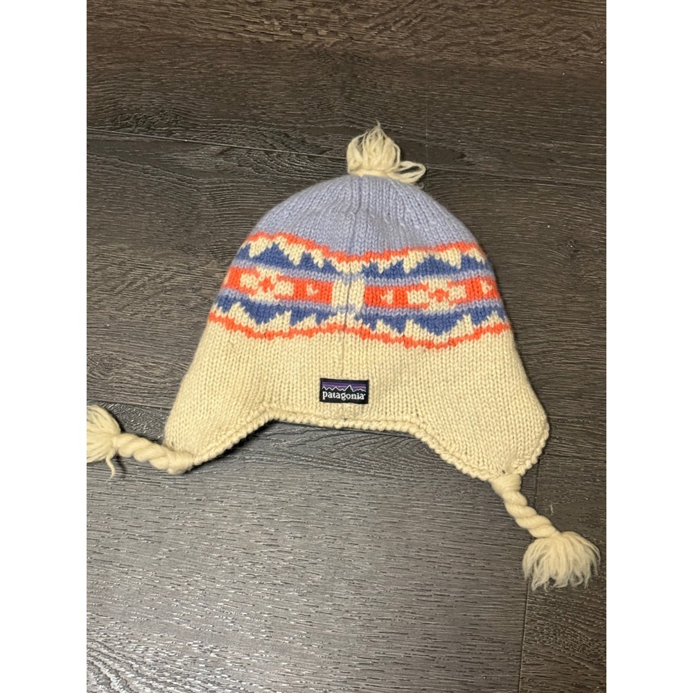 Patagonia Kids Small Wool Earflap Beanie Hat Fleece Lined Fair Isle Aztec - Picture 1 of 5